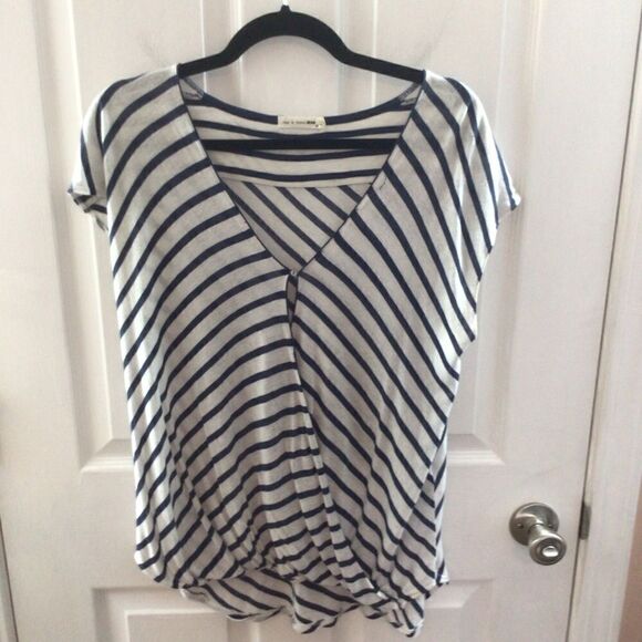 Women’s Rag & Bone Navy Blue and White Striped Victor Blouse Size Small‎ - Picture 1 of 9